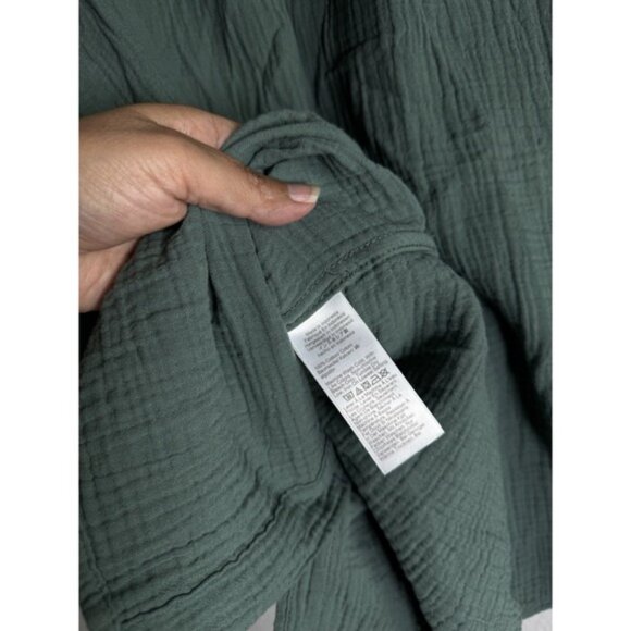 J.Crew Doubled Gauze Button Up Shirt Women's Large Green 100% Cotton Lightweight - Picture 7 of 11